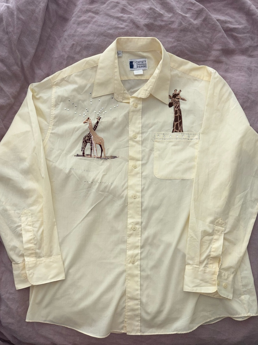 Vintage Infinity Fashions Embroidered Safari Button Down